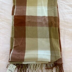J.Crew Plaid Scarf in Brown and Cream NWT